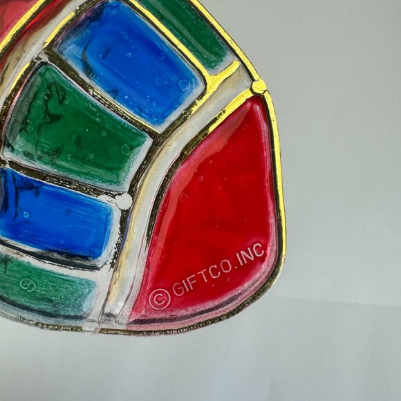 Vtg Plastic Suncatcher Christmas Holiday Red w Gold Stocking 10 inch Gift Co Inc - Picture 10 of 10